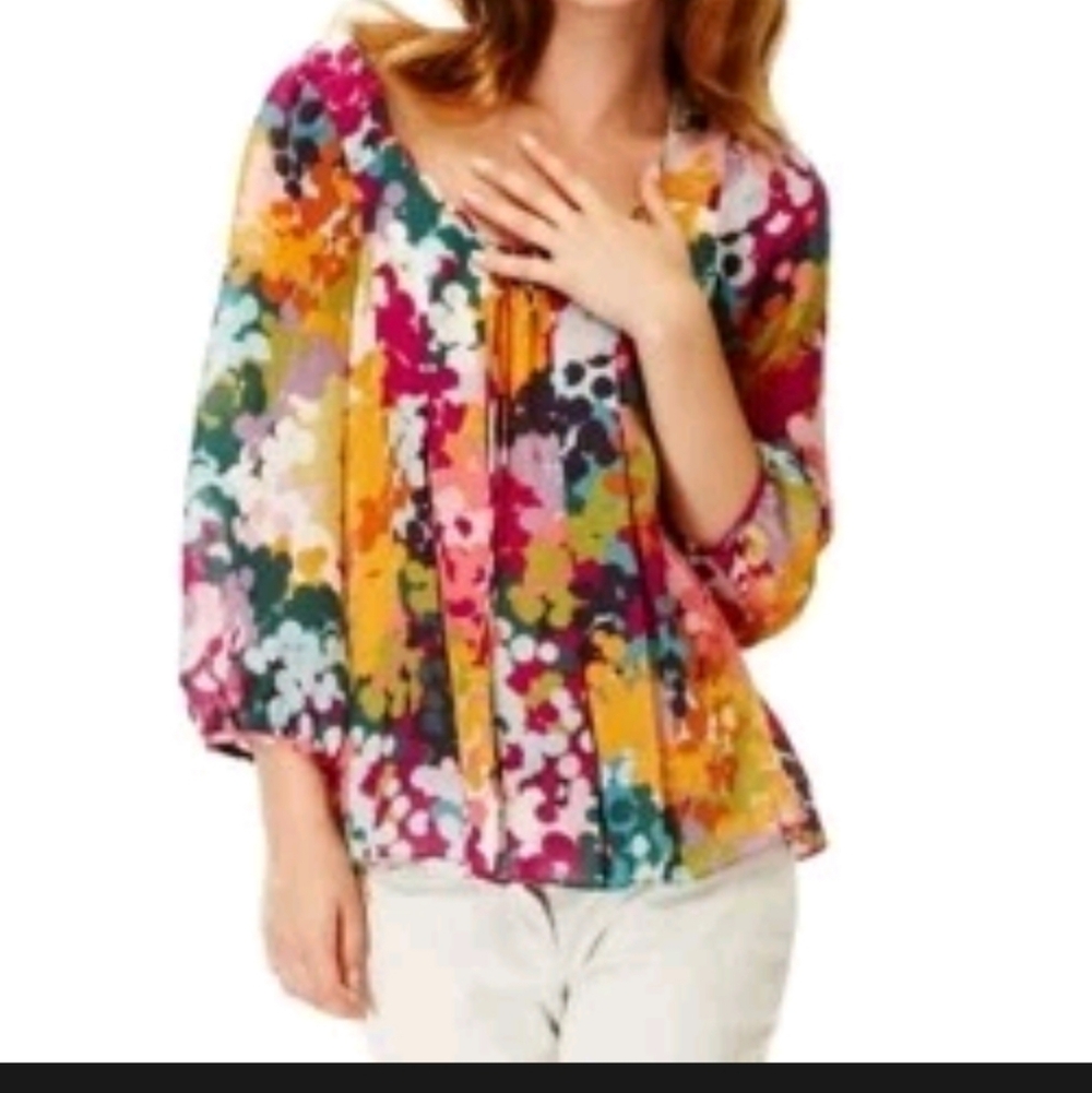 Anthropologie Leifsdottir Silk Abstract Floral Blouse 2